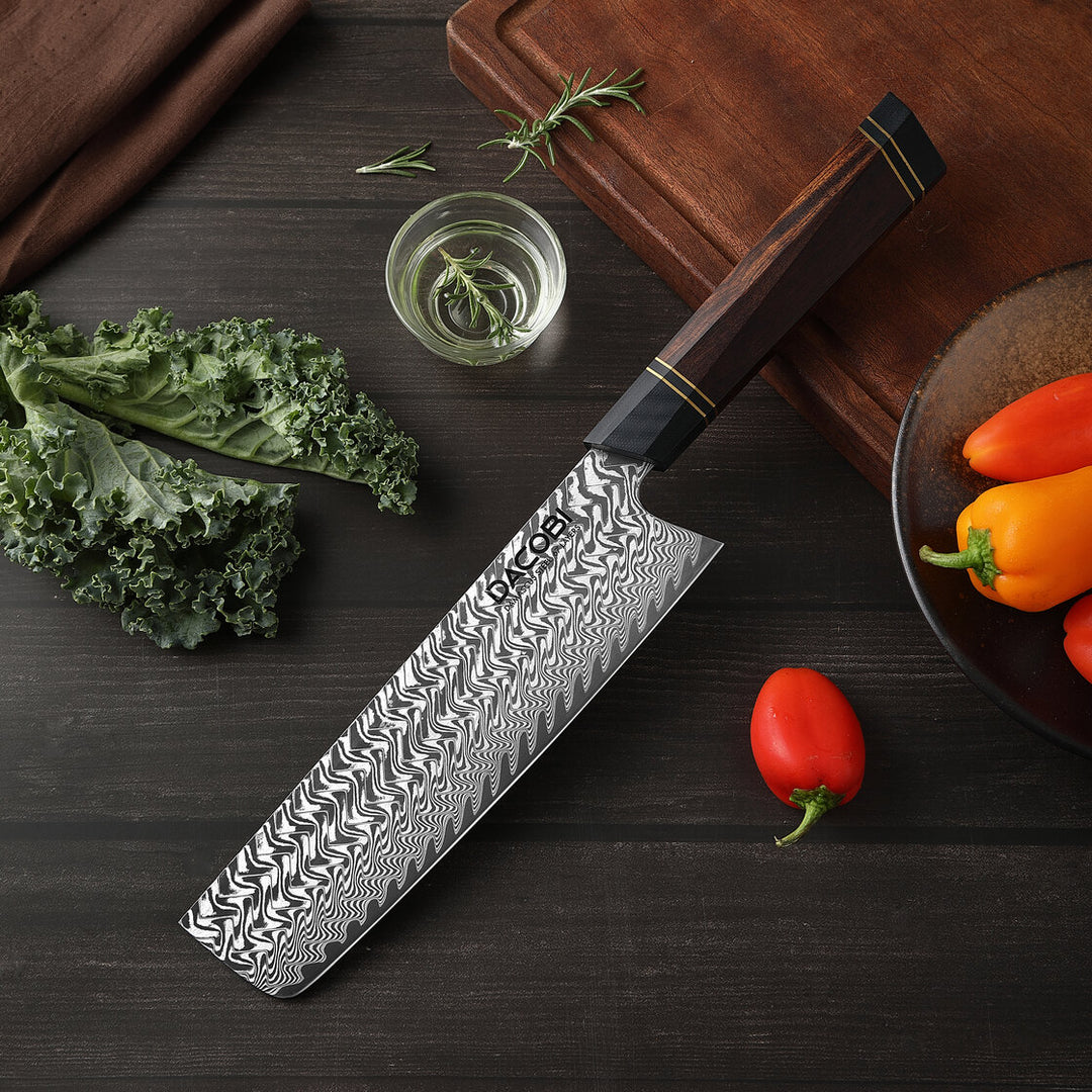 Profesionalni Nakiri nož C55, Damask čelik 67 slojeva, 18.5 cm