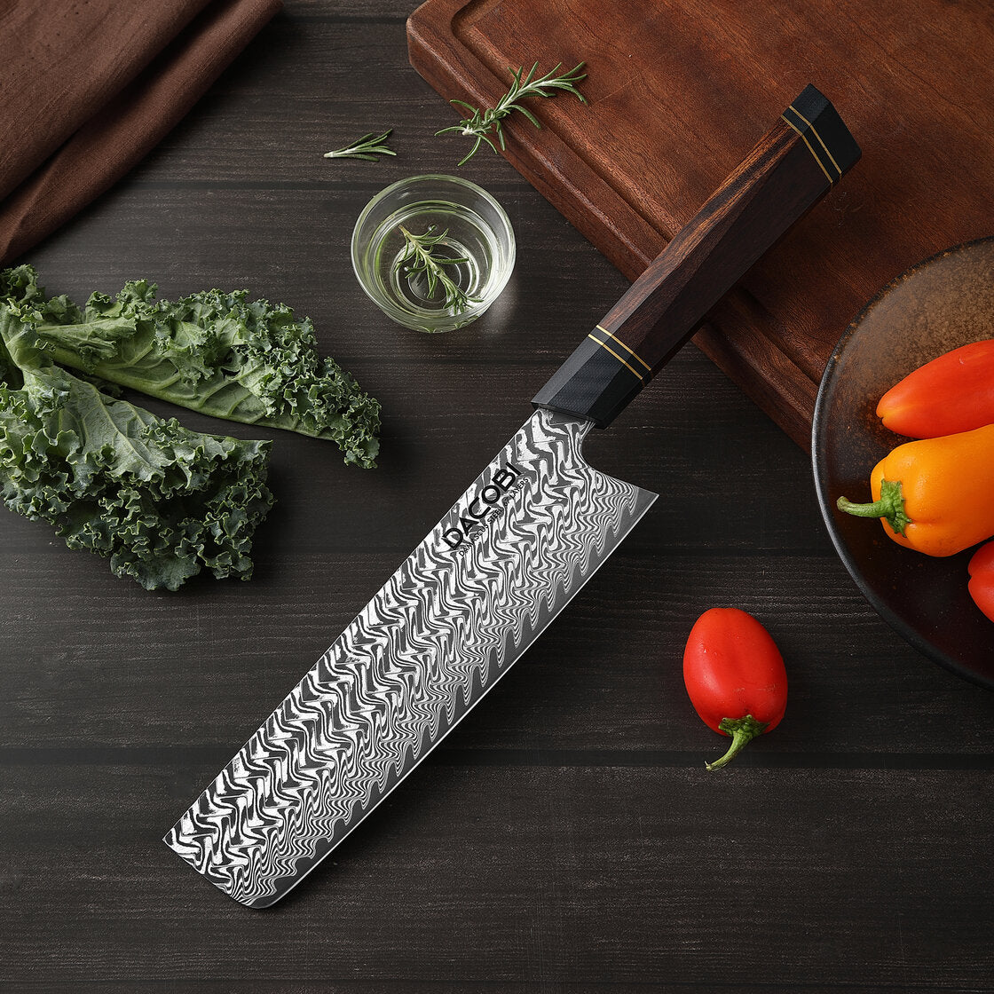 Profesionalni Nakiri nož C55, Damask čelik 67 slojeva, 18.5 cm
