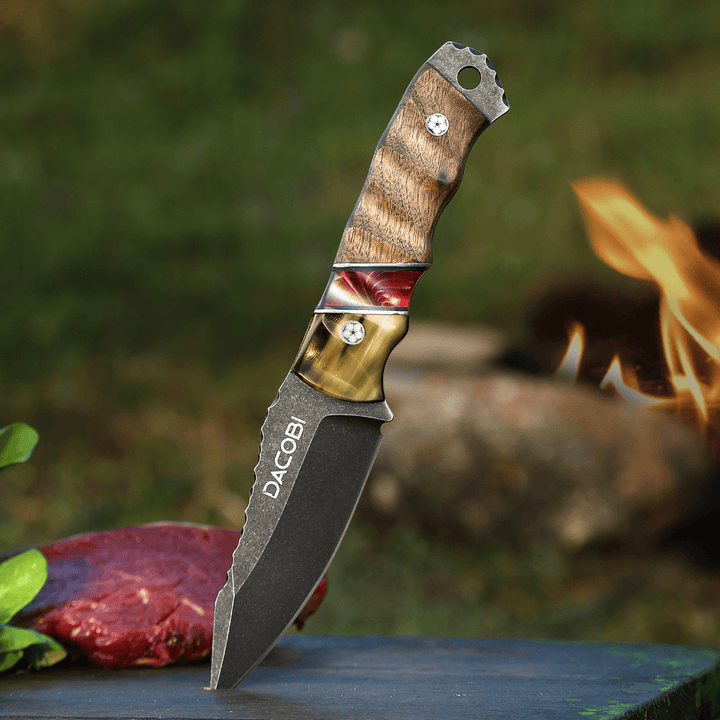 Grizzly - Bushcraft nož, čelik D2, drška od bikovog roga + smola