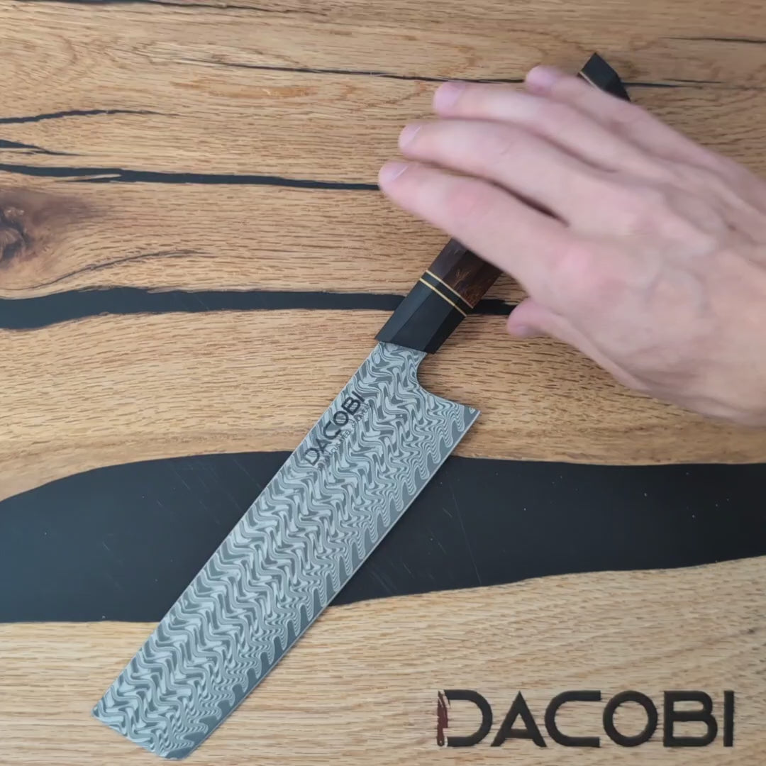 Profesionalni Nakiri nož C55, Damask čelik 67 slojeva, 18.5 cm