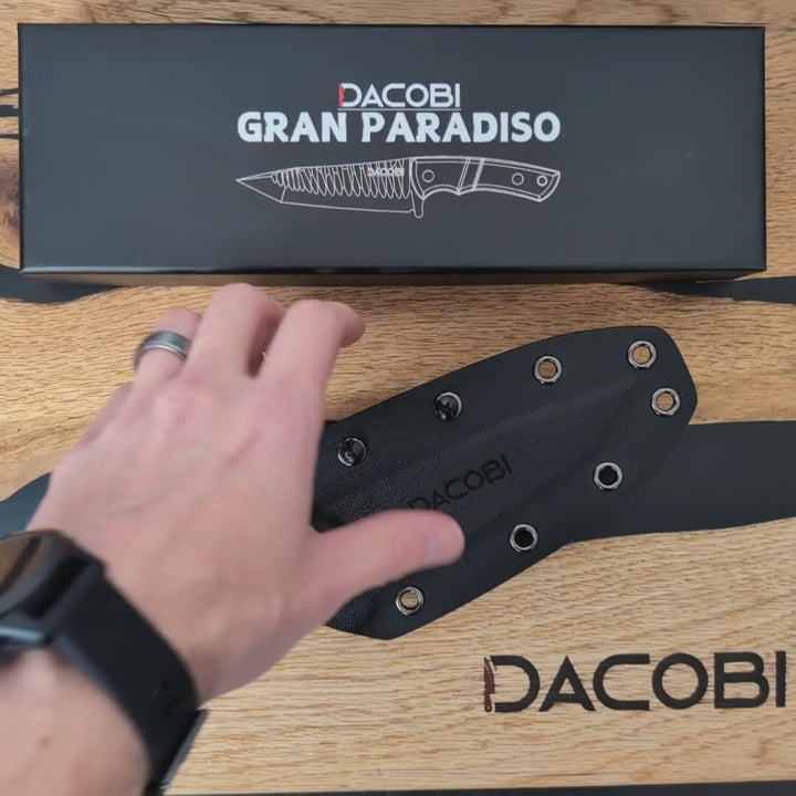 Gran Paradiso - Bushcraft nož, čelik D2, ručka od smole + pustinja od željeznog drveta