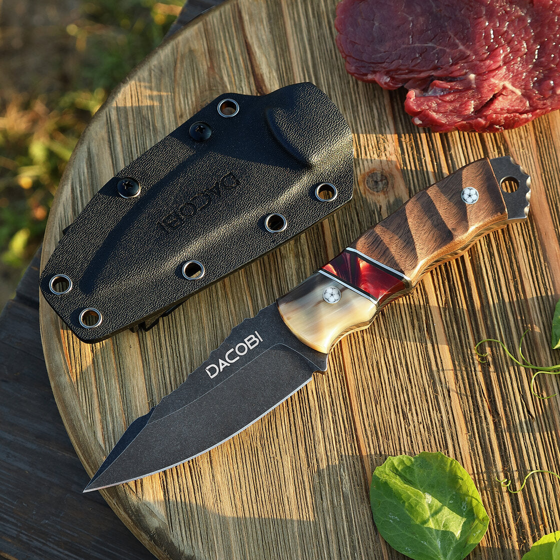 Grizzly - Bushcraft nož, čelik D2, drška od roga + smola