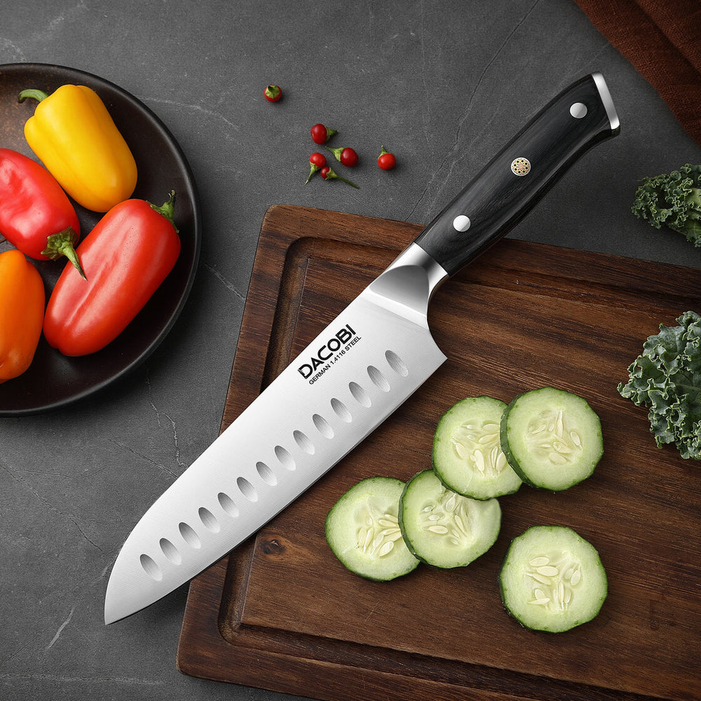 Profesionalni Santoku nož C7, njemački čelik 1.4116, 18 cm - DACOBI.hr