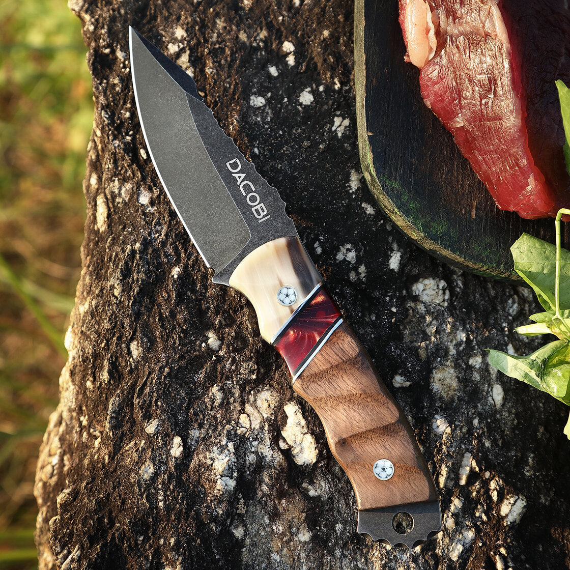 Grizzly - Bushcraft nož, čelik D2, drška od roga + smola