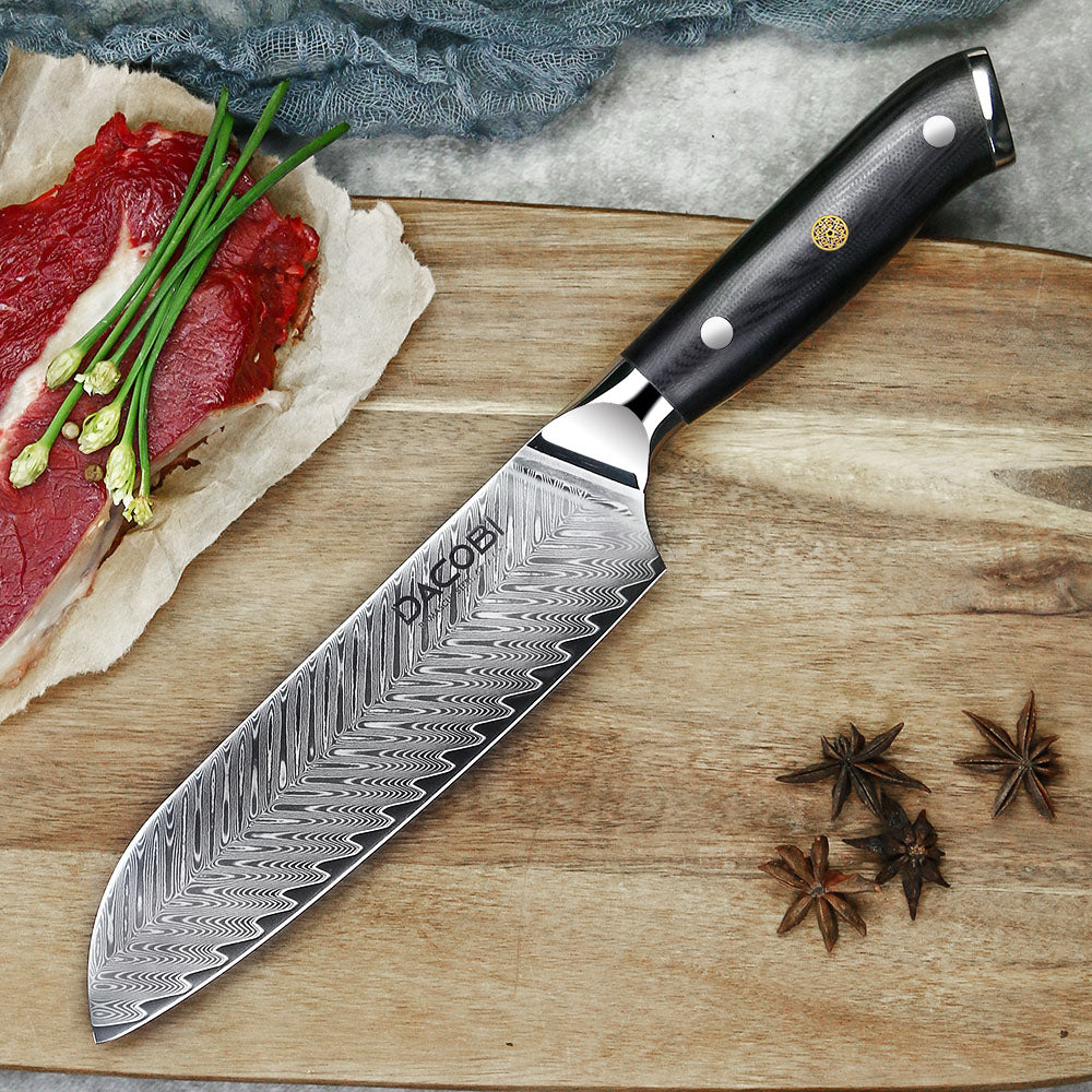 Profesionalni Santoku nož C26, Damask čelik 67 slojeva, 17 cm - DACOBI.hr
