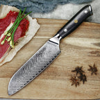 Profesionalni Santoku nož C26, Damask čelik 67 slojeva, 17 cm - DACOBI.hr