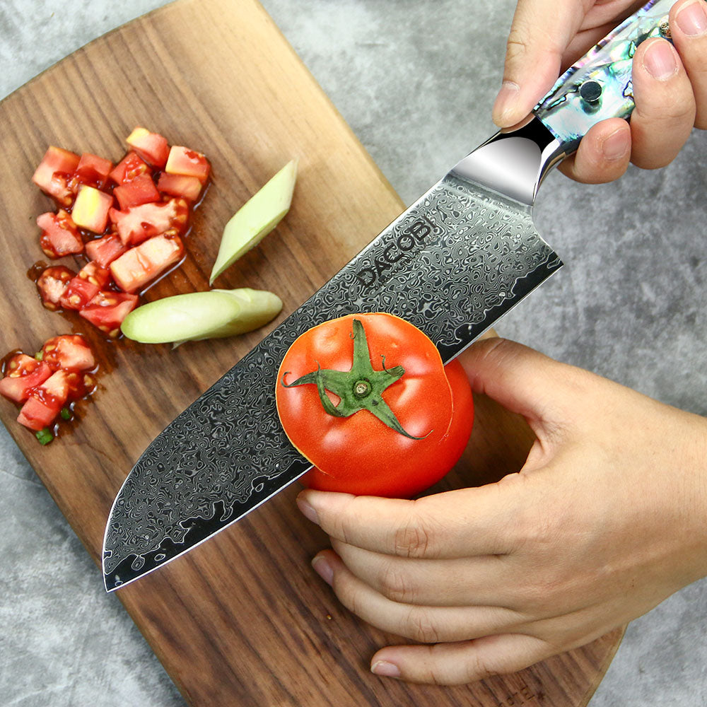 Profesionalni Santoku nož C23, Damask čelik 67 slojeva, 18 cm - DACOBI.hr