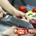 Profesionalni Santoku nož C26, Damask čelik 67 slojeva, 17 cm - DACOBI.hr