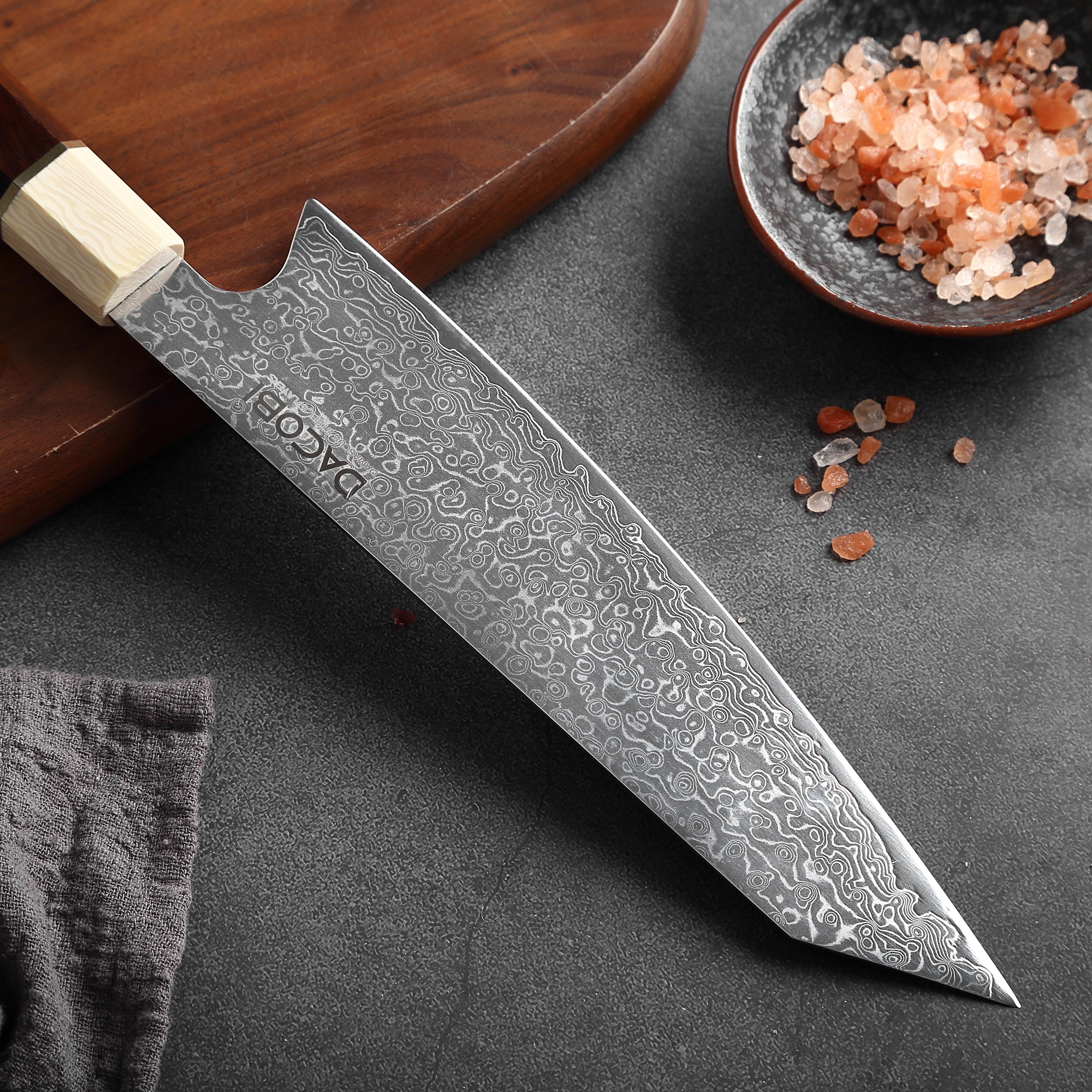 Profesionalni Kiritsuke nož C13, Damask čelik 67 slojeva, 20.5 cm - DACOBI.hr