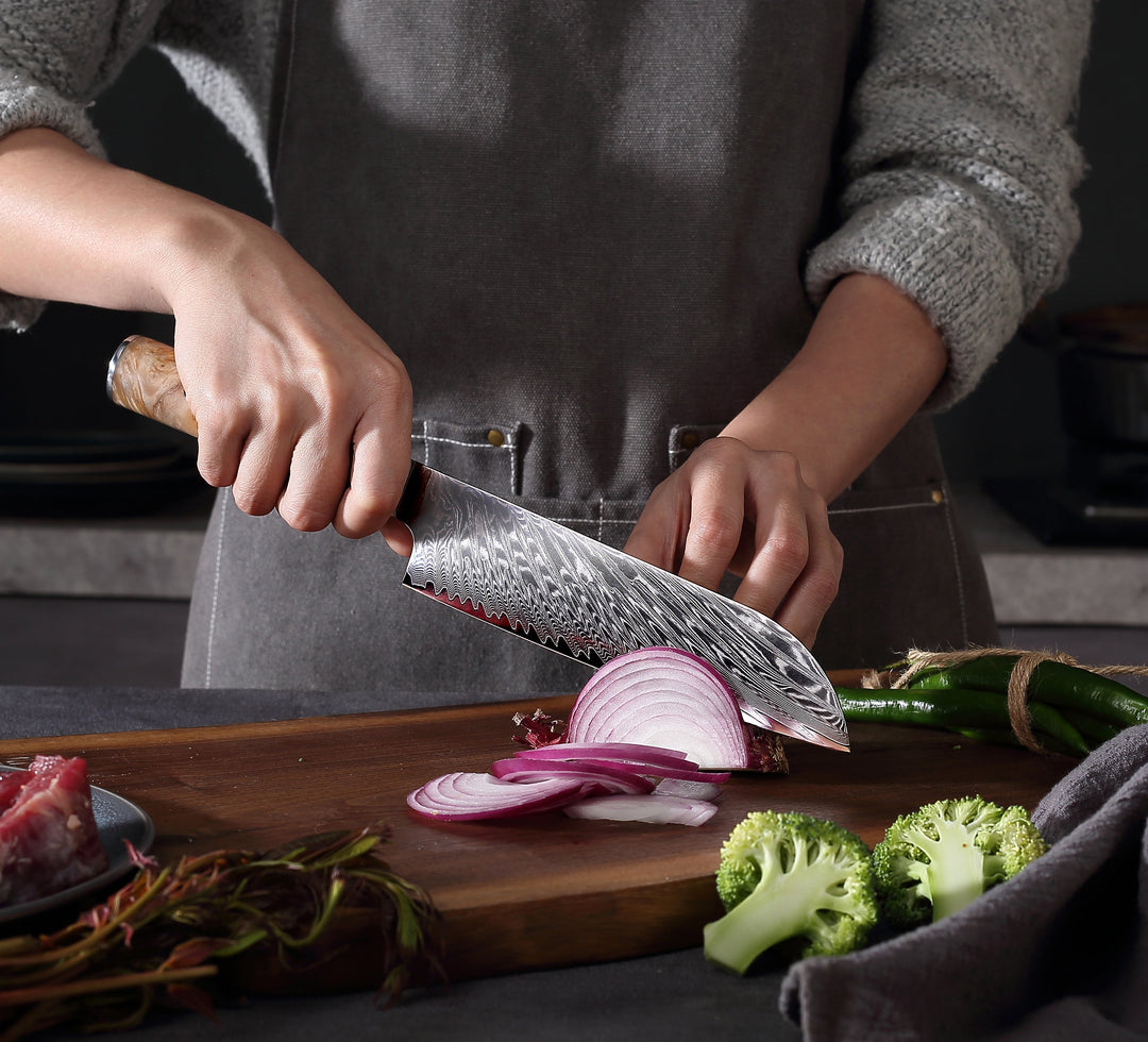 Profesionalni Santoku nož C3, Damask čelik 67 slojeva, 17.5 cm - DACOBI.hr