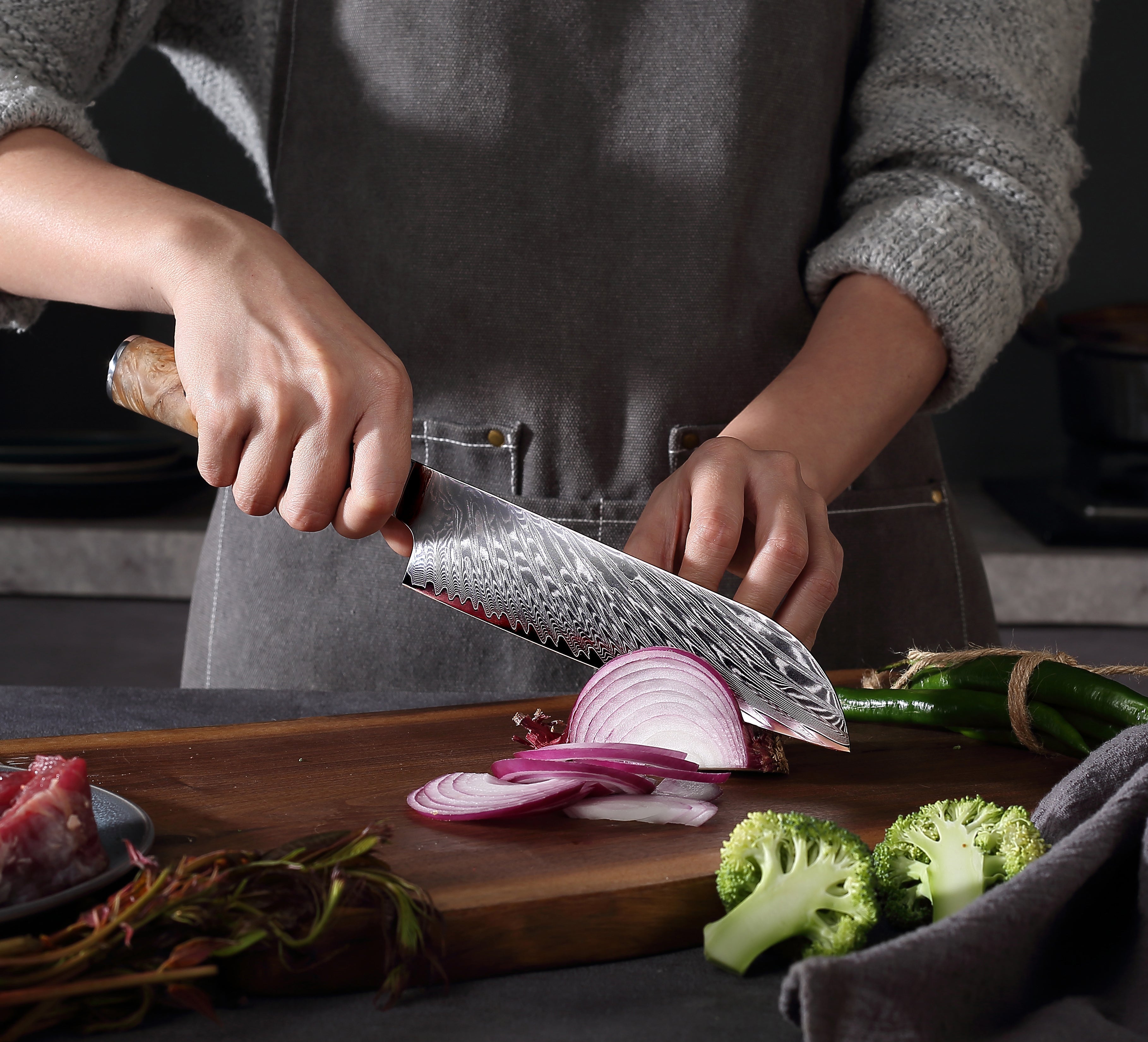 Profesionalni Santoku nož C3, Damask čelik 67 slojeva, 17.5 cm - DACOBI.hr
