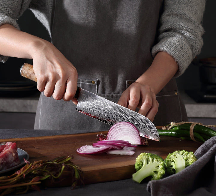 Profesionalni Santoku nož C3, Damask čelik 67 slojeva, 17.5 cm - DACOBI.hr