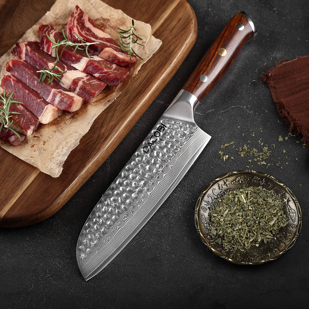 Profesionalni Santoku nož C39, Damask čelik 67 slojeva, 18 cm - DACOBI.hr