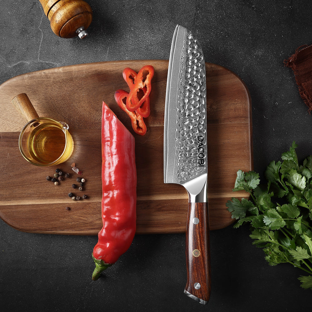 Profesionalni Santoku nož C39, Damask čelik 67 slojeva, 18 cm - DACOBI.hr