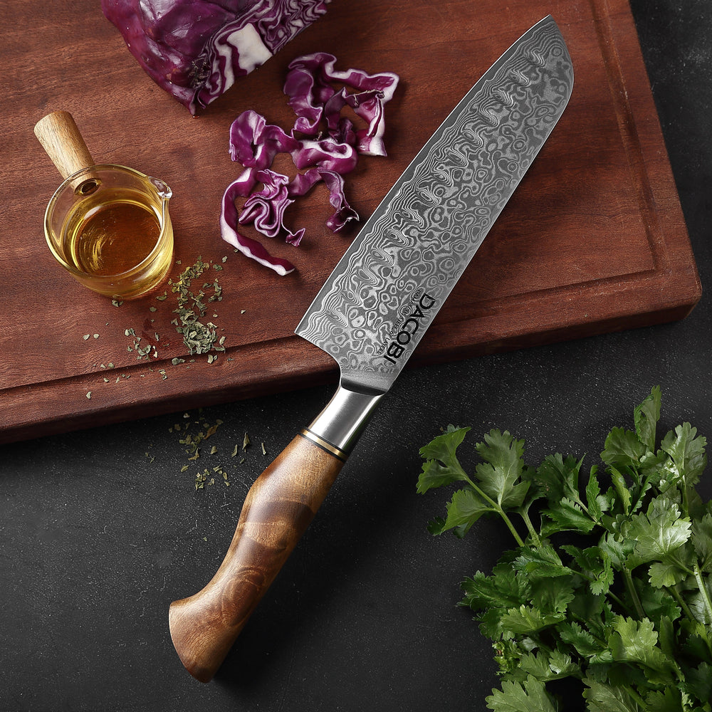 Profesionalni Santoku nož C33, Damask čelik 67 slojeva, 18 cm - DACOBI.hr