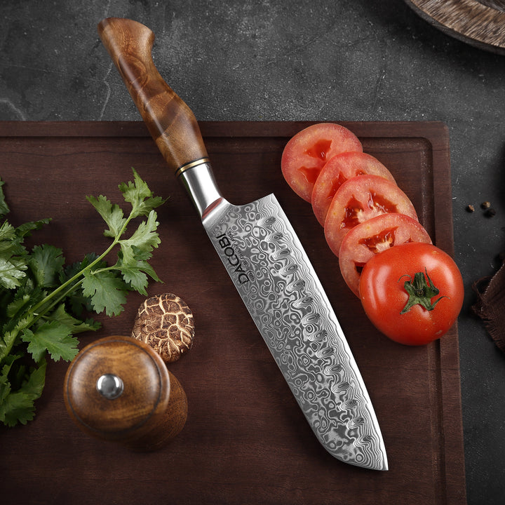 Profesionalni Santoku nož C33, Damask čelik 67 slojeva, 18 cm - DACOBI.hr