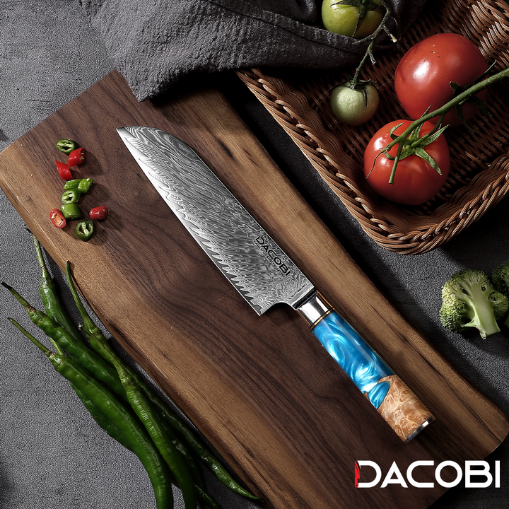 Profesionalni Santoku nož C3, Damask čelik 67 slojeva, 17.5 cm - DACOBI.hr
