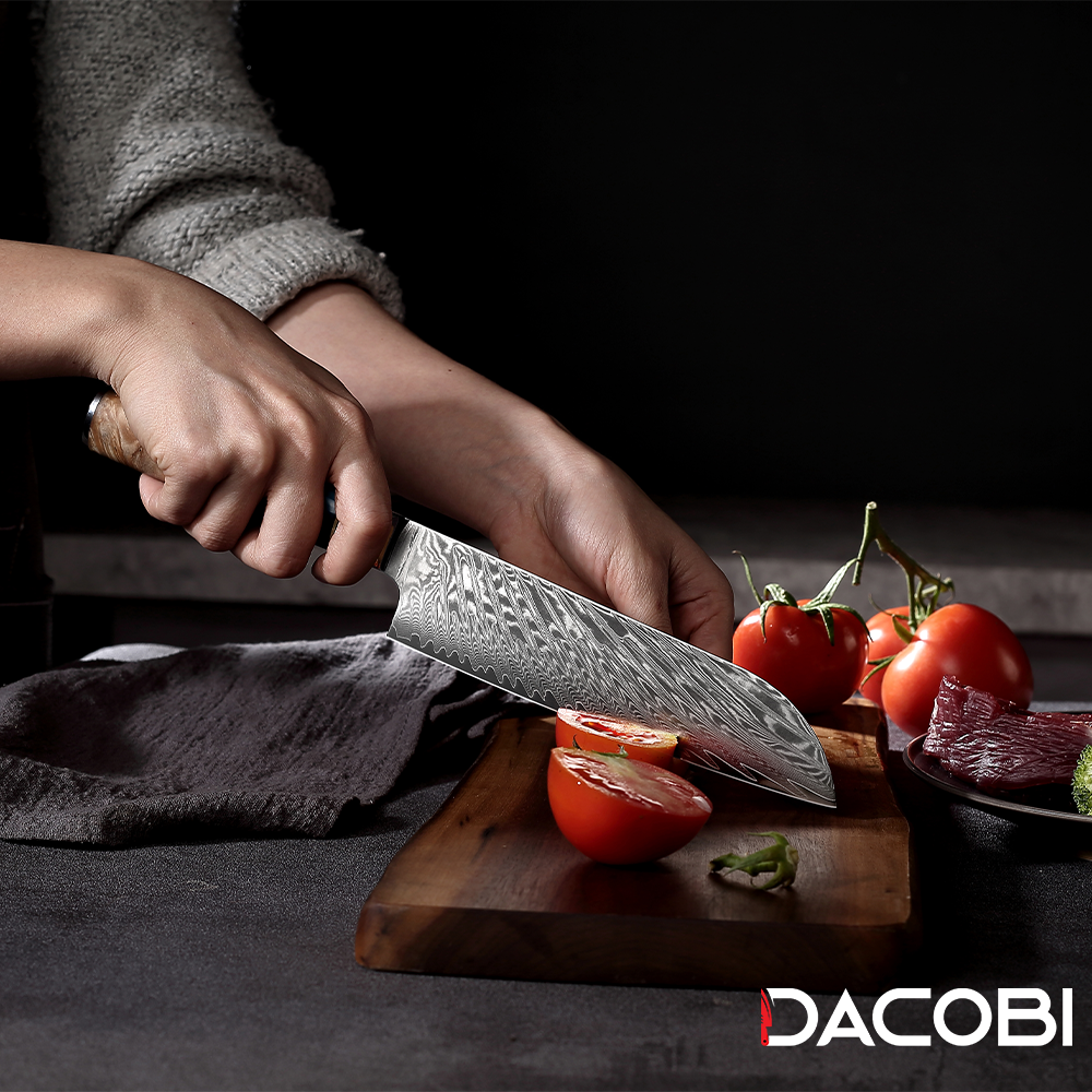 Profesionalni Santoku nož C3, Damask čelik 67 slojeva, 17.5 cm - DACOBI.hr